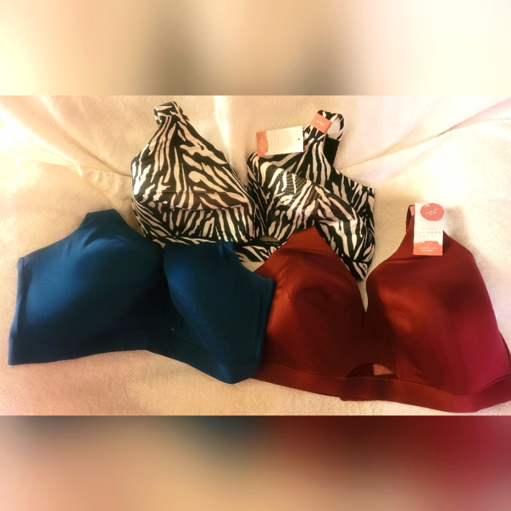 BRAND NEW CACIQUE, LIGHTLY LINED, NO-WIRE COMFORT BLISS BRA'S (set of 3)